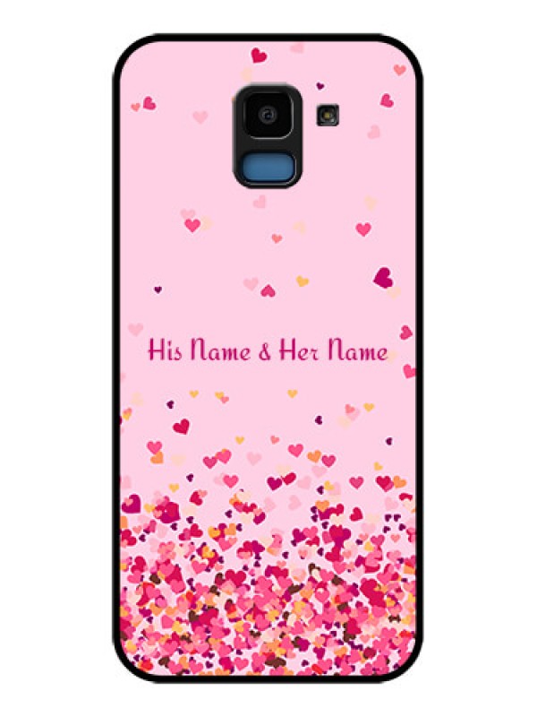 Custom Samsung Galaxy J6 Custom Glass Phone Case - Floating Hearts Design