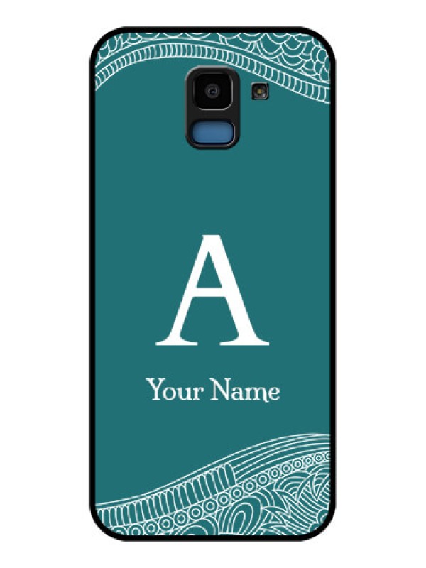 Custom Samsung Galaxy J6 Custom Glass Phone Case - Line Art Pattern With Custom Name Design