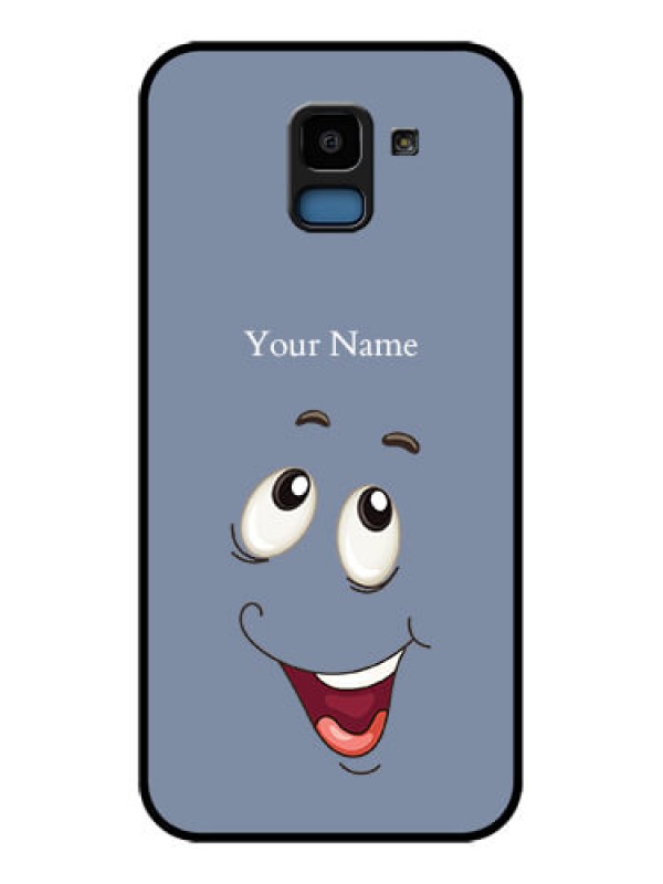 Custom Samsung Galaxy J6 Custom Glass Phone Case - Laughing Cartoon Face Design