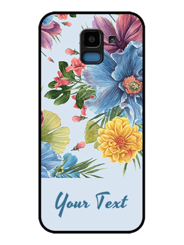 Custom Samsung Galaxy J6 Custom Glass Phone Case - Stunning Watercolored Flowers Painting Design
