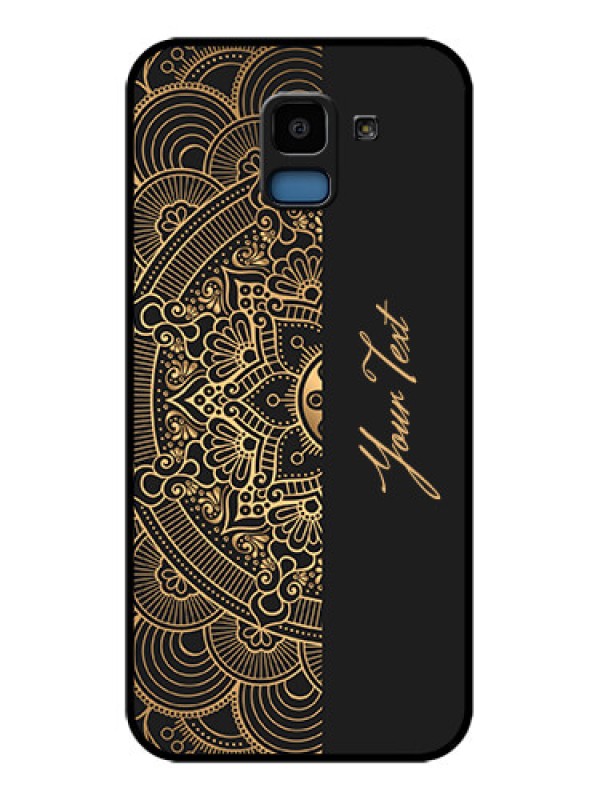 Custom Samsung Galaxy J6 Custom Glass Phone Case - Mandala Art With Custom Text Design