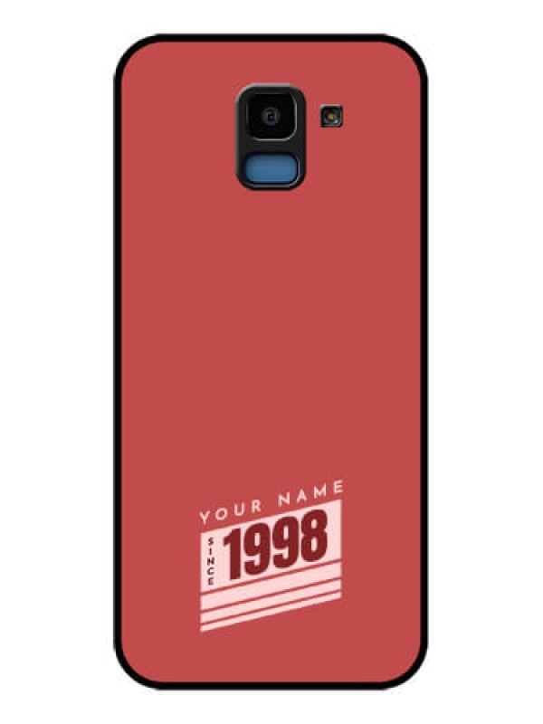 Custom Samsung Galaxy J6 Custom Glass Phone Case - Red Custom Year Of Birth Design