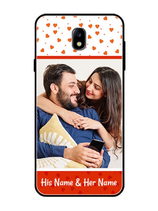 Custom Galaxy J7 Pro Custom Glass Phone Case  - Orange Love Symbol Design