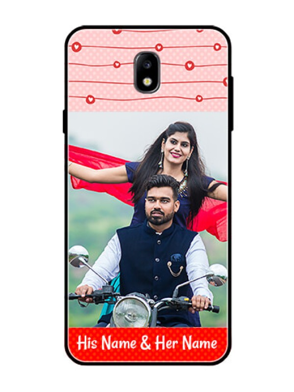 Custom Galaxy J7 Pro Personalized Glass Phone Case  - Red Pattern Case Design