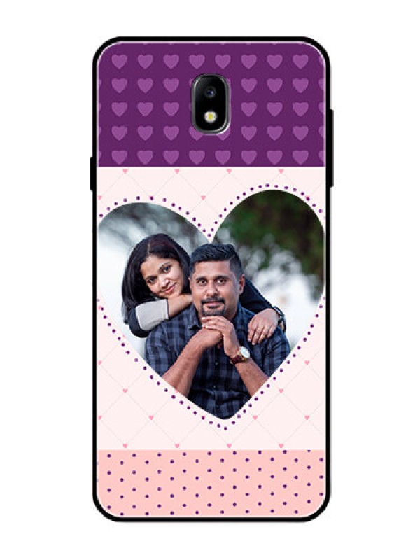Custom Galaxy J7 Pro Custom Glass Phone Case  - Violet Love Dots Design