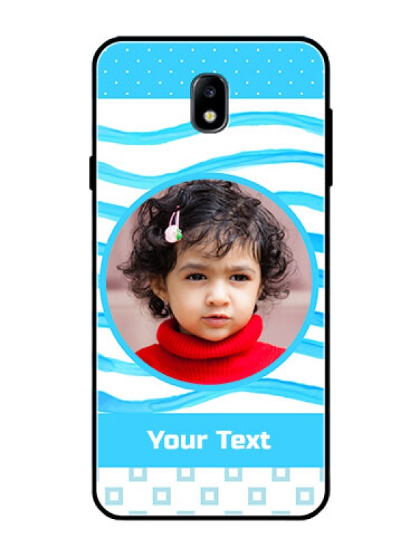 Custom Galaxy J7 Pro Custom Glass Phone Case  - Simple Blue Case Design