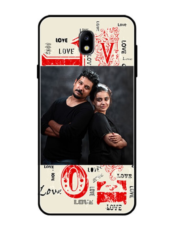 Custom Galaxy J7 Pro Photo Printing on Glass Case  - Trendy Love Design Case