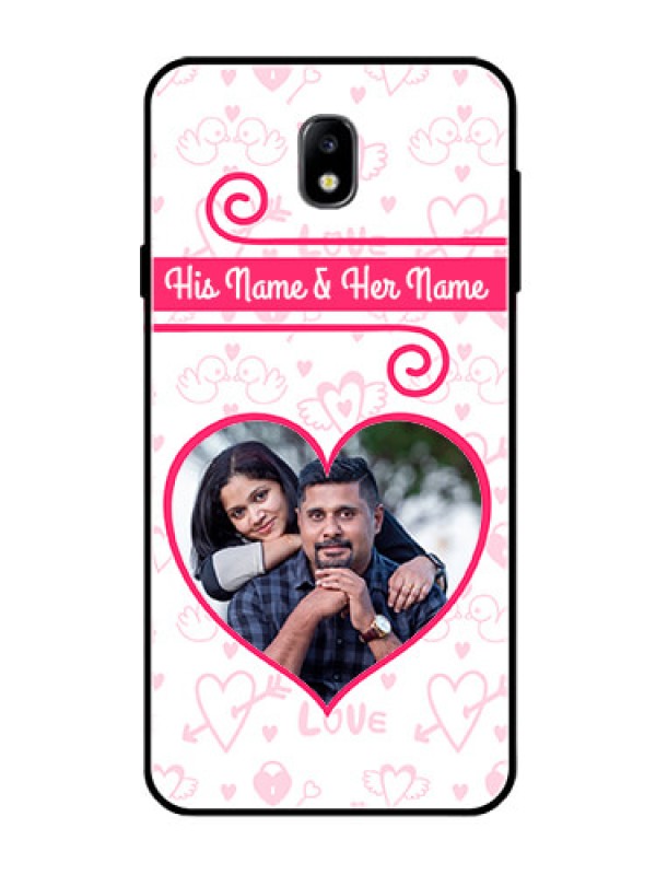 Custom Galaxy J7 Pro Personalized Glass Phone Case  - Heart Shape Love Design