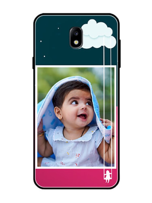Custom Galaxy J7 Pro Custom Glass Phone Case  - Cute Girl with Cloud Design