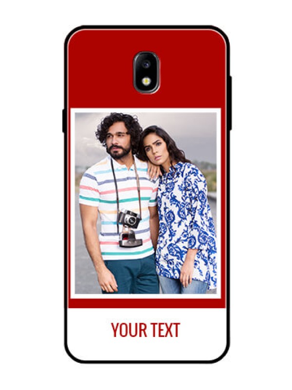 Custom Galaxy J7 Pro Personalized Glass Phone Case  - Simple Red Color Design