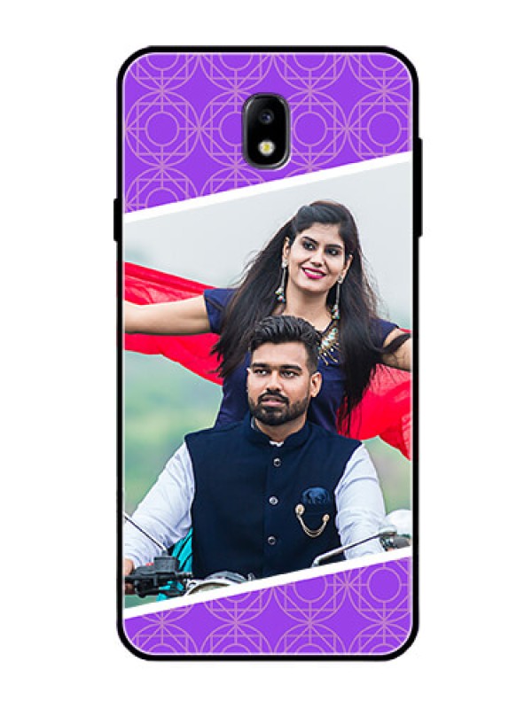 Custom Galaxy J7 Pro Custom Glass Phone Case  - Violet Pattern Design
