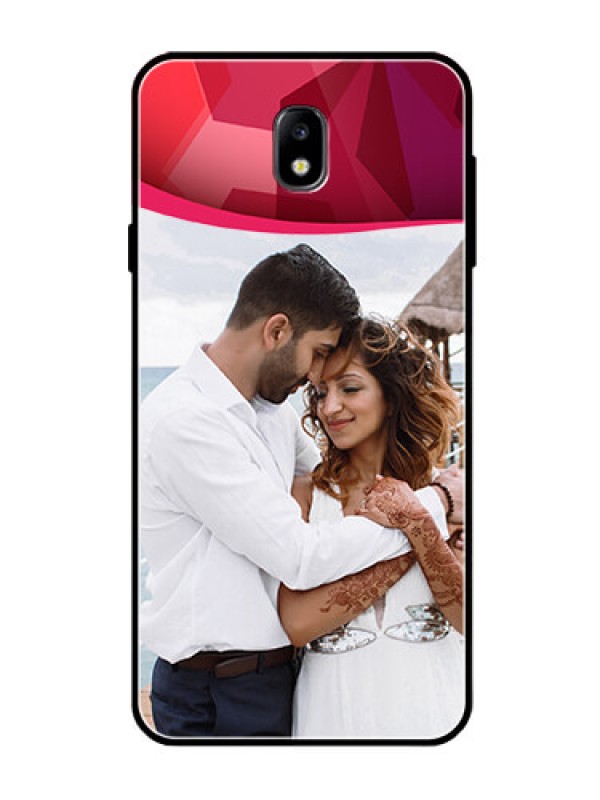 Custom Galaxy J7 Pro Custom Glass Mobile Case  - Red Abstract Design