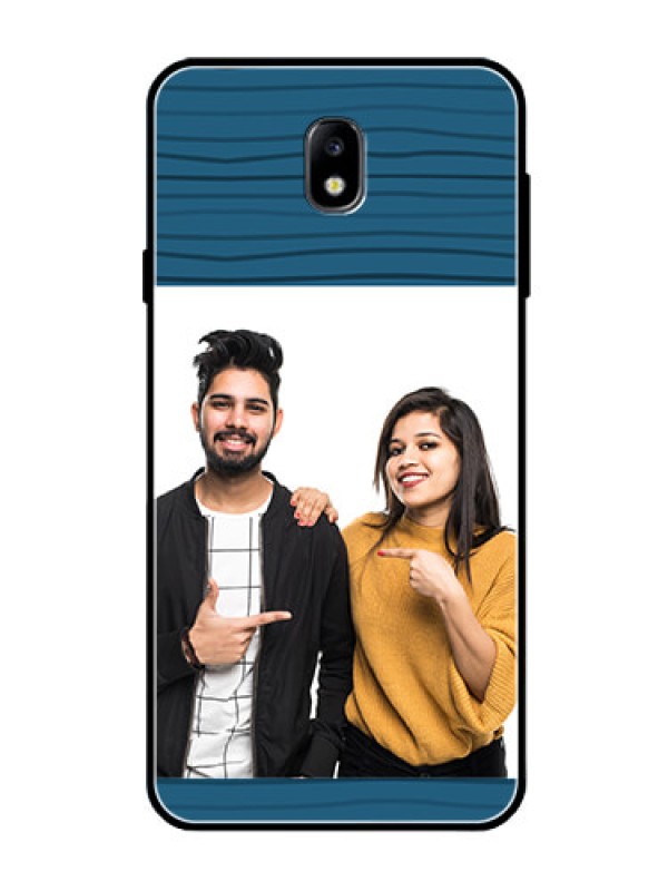 Custom Galaxy J7 Pro Custom Glass Phone Case  - Blue Pattern Cover Design