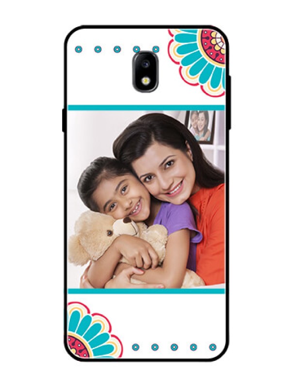 Custom Galaxy J7 Pro Custom Glass Phone Case  - Flower Design