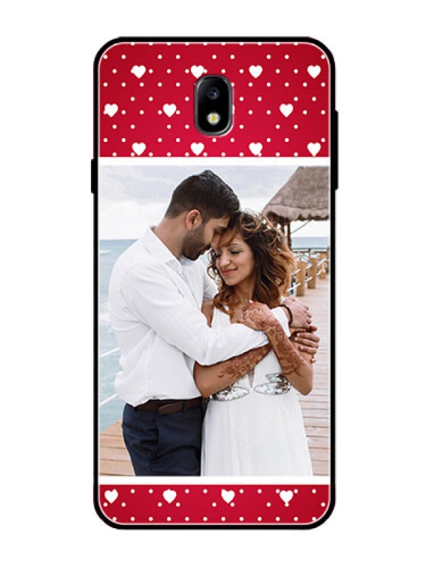 Custom Galaxy J7 Pro Photo Printing on Glass Case  - Hearts Mobile Case Design