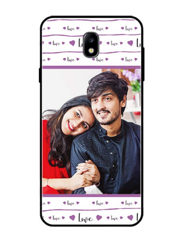 Custom Galaxy J7 Pro Custom Glass Mobile Case  - Couples Heart Design