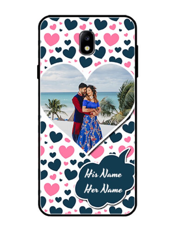 Custom Galaxy J7 Pro Custom Glass Phone Case  - Pink & Blue Heart Design