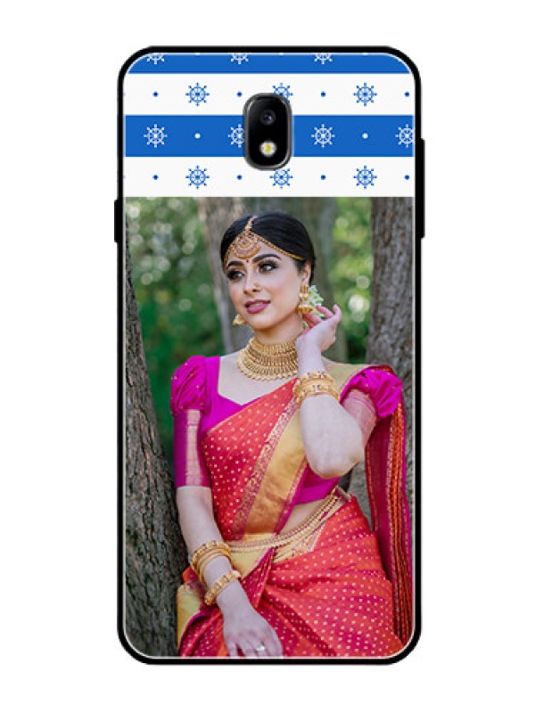 Custom Galaxy J7 Pro Photo Printing on Glass Case  - Snow Pattern Design