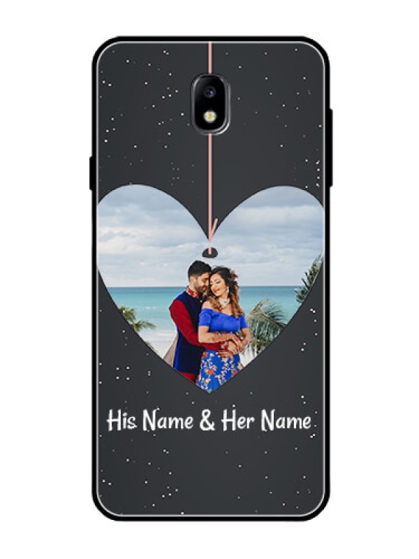Custom Galaxy J7 Pro Custom Glass Phone Case  - Hanging Heart Design
