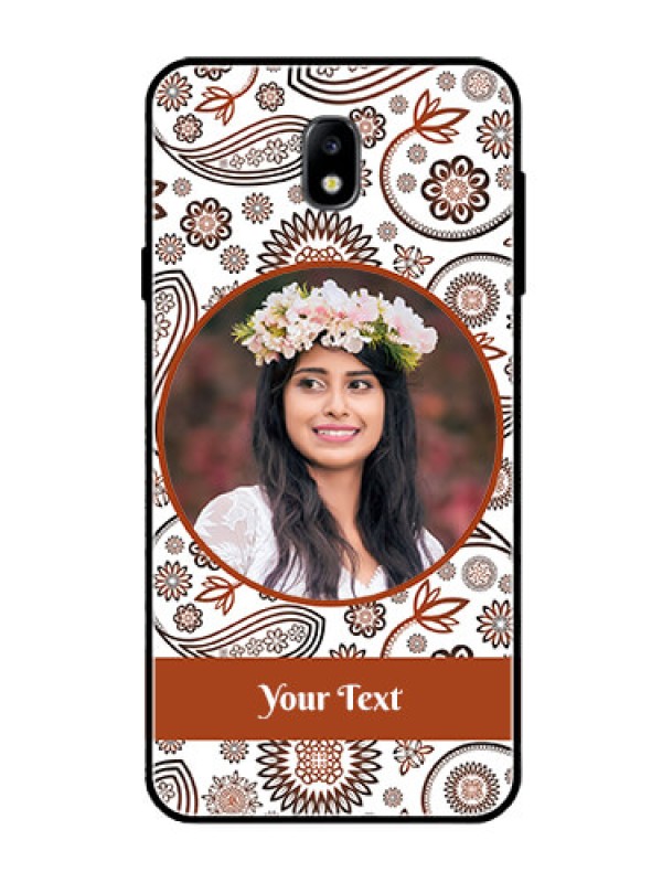 Custom Galaxy J7 Pro Custom Glass Mobile Case  - Abstract Floral Design 