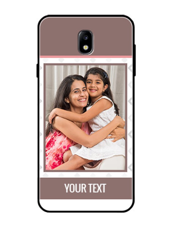 Custom Galaxy J7 Pro Photo Printing on Glass Case  - Simple Diamond Design