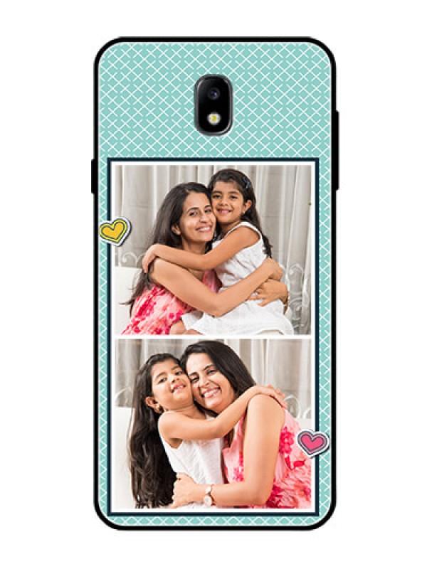 Custom Galaxy J7 Pro Custom Glass Phone Case  - 2 Image Holder with Pattern Design