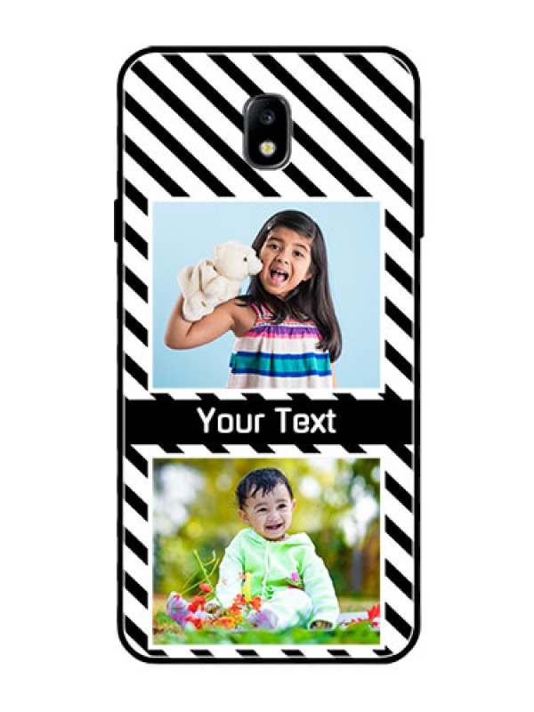 Custom Galaxy J7 Pro Photo Printing on Glass Case  - Black And White Stripes Design