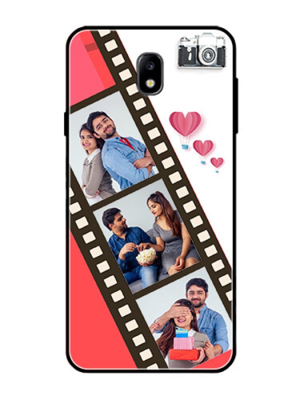 Custom Galaxy J7 Pro Personalized Glass Phone Case  - 3 Image Holder with Film Reel