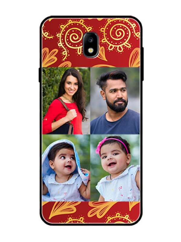Custom Galaxy J7 Pro Photo Printing on Glass Case  - 4 Image Traditional Design