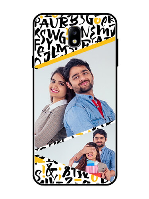 Custom Galaxy J7 Pro Custom Glass Mobile Case  - Letters Pattern Design