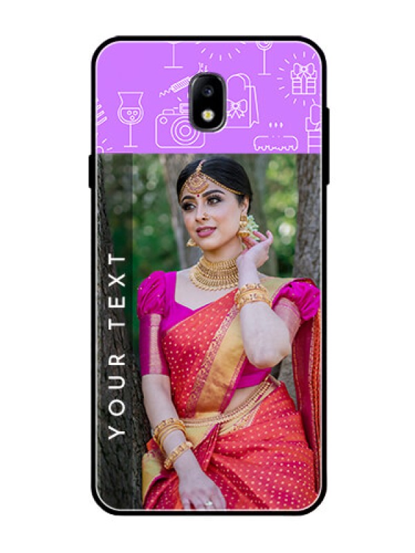 Custom Galaxy J7 Pro Custom Glass Mobile Case  - Birthday Icons Design