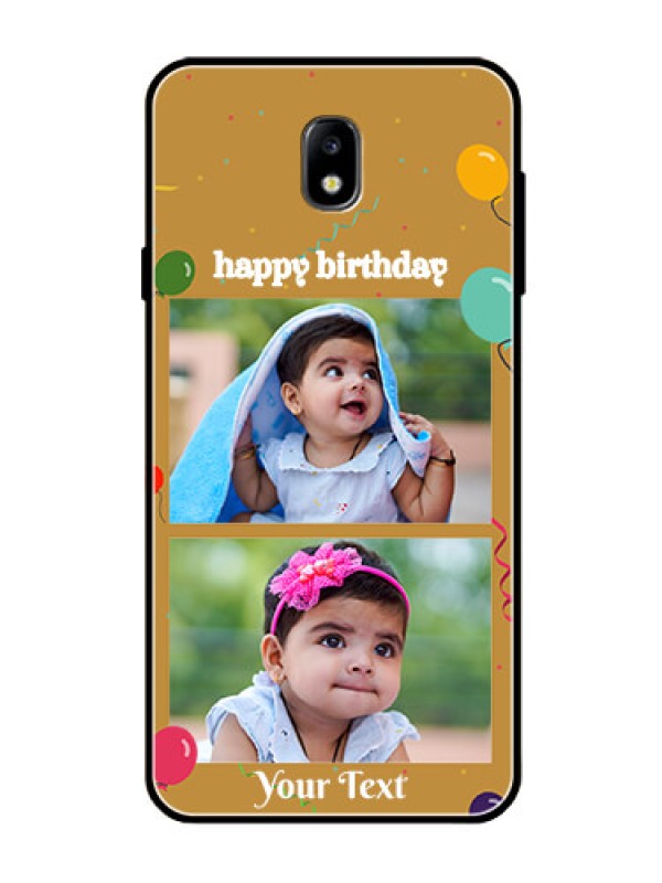 Custom Galaxy J7 Pro Personalized Glass Phone Case  - Image Holder with Birthday Celebrations Design