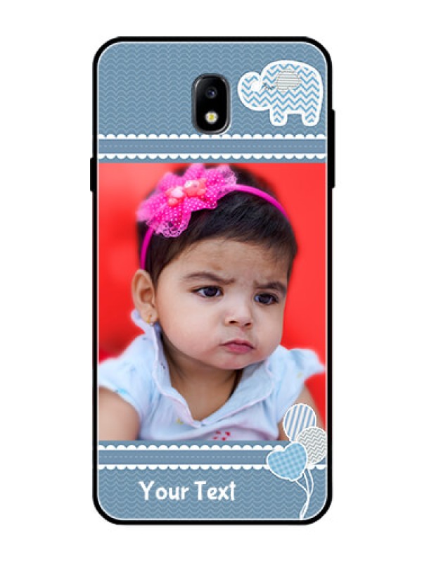 Custom Galaxy J7 Pro Photo Printing on Glass Case  - with Kids Pattern Design