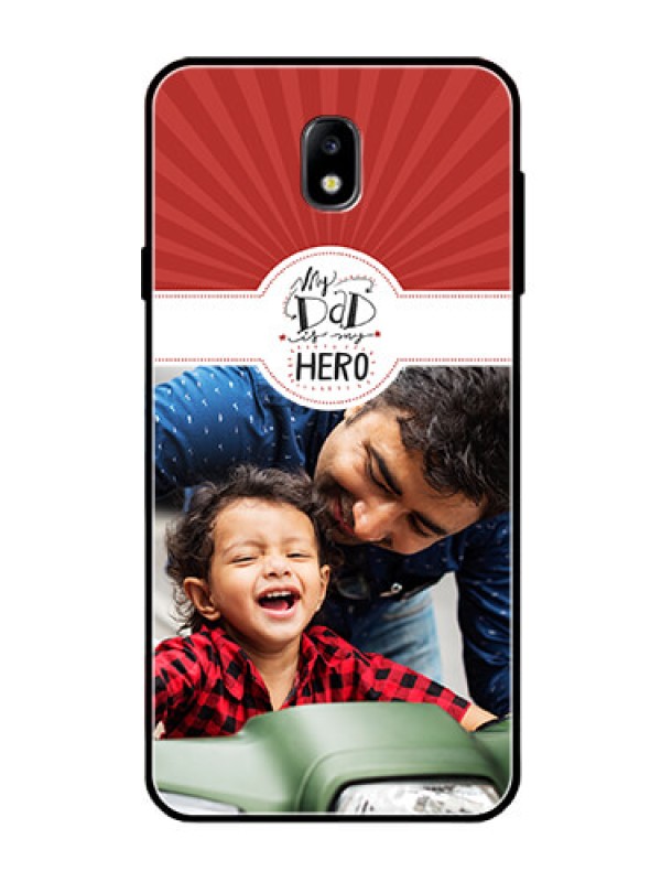 Custom Galaxy J7 Pro Photo Printing on Glass Case  - My Dad Hero Design