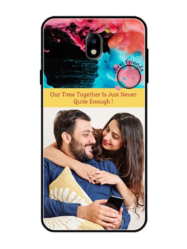 Custom Galaxy J7 Pro Custom Glass Mobile Case  - Quote with Acrylic Painting Design