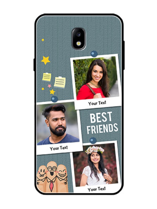 Custom Galaxy J7 Pro Personalized Glass Phone Case  - Sticky Frames and Friendship Design