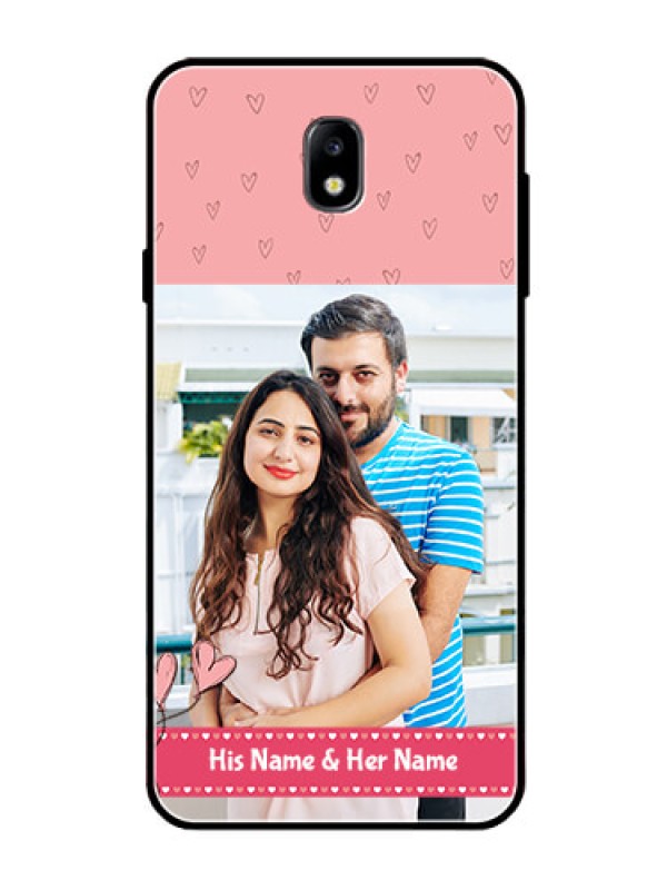 Custom Galaxy J7 Pro Personalized Glass Phone Case  - Love Design Peach Color