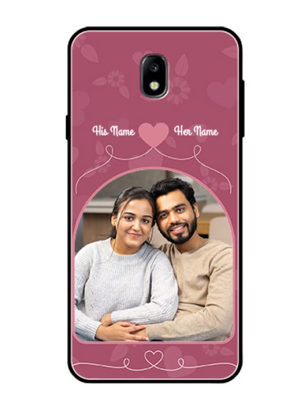 Custom Galaxy J7 Pro Photo Printing on Glass Case  - Love Floral Design