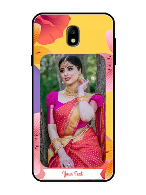 Custom Galaxy J7 Pro Custom Glass Mobile Case  - 3 Image With Vintage Floral Design