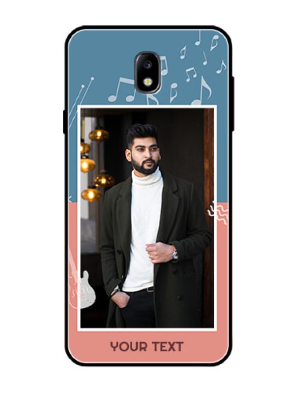 Custom Galaxy J7 Pro Photo Printing on Glass Case  - with Color Musical Note Design