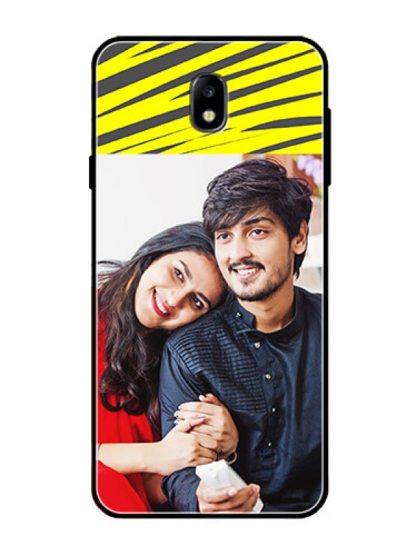 Custom Galaxy J7 Pro Photo Printing on Glass Case  - Yellow Abstract Design