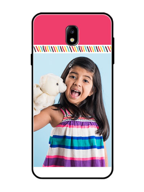 Custom Galaxy J7 Pro Personalized Glass Phone Case  - Line art design