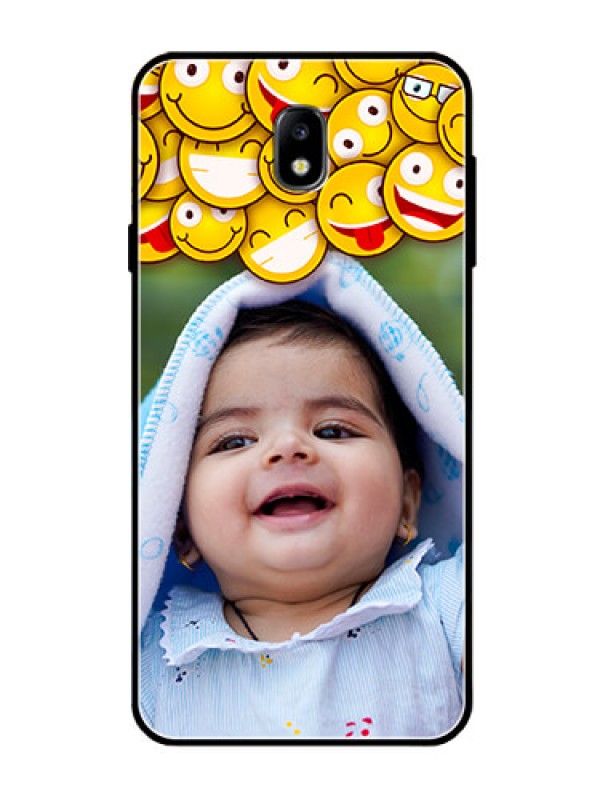 Custom Galaxy J7 Pro Custom Glass Mobile Case  - with Smiley Emoji Design