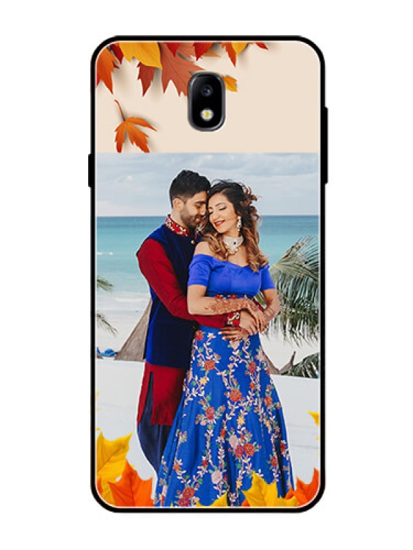 Custom Galaxy J7 Pro Photo Printing on Glass Case  - Autumn Maple Leaves Design