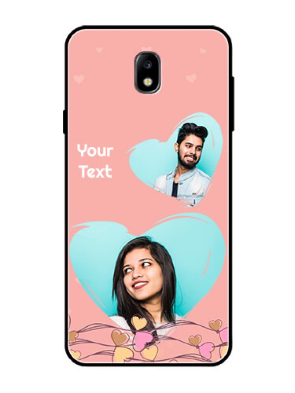 Custom Galaxy J7 Pro Custom Glass Mobile Case  - Love Doodle Design