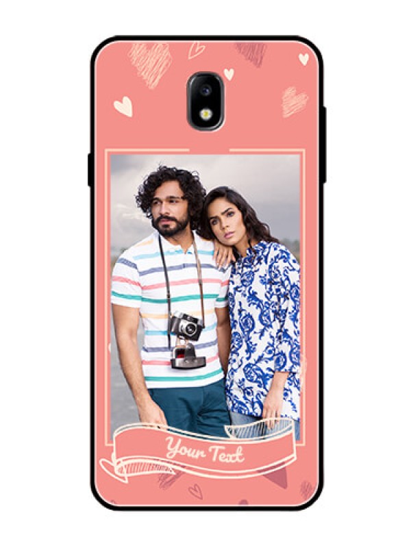 Custom Galaxy J7 Pro Custom Glass Phone Case  - Love doodle art Design