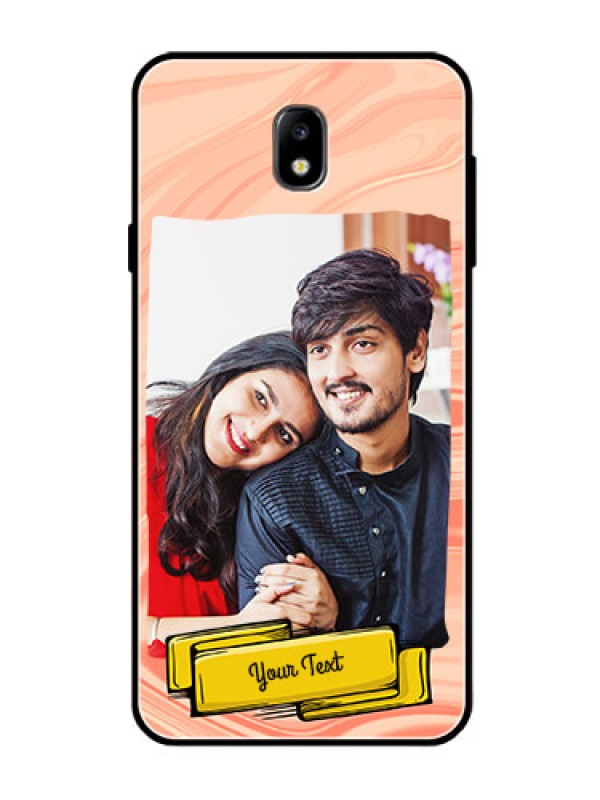 Custom Galaxy J7 Pro Personalized Glass Phone Case  - Marble Texture Design