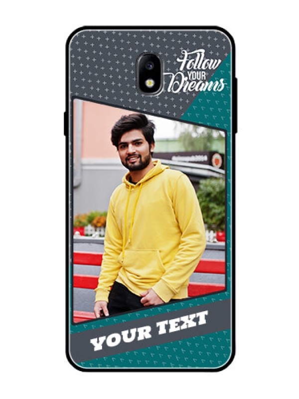 Custom Galaxy J7 Pro Personalized Glass Phone Case  - Background Pattern Design with Quote
