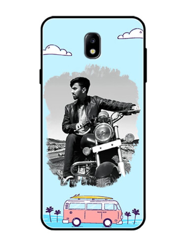 Custom Galaxy J7 Pro Photo Printing on Glass Case  - Travel & Adventure Design
