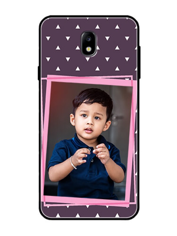 Custom Galaxy J7 Pro Custom Glass Mobile Case  - Triangle Pattern Dotted Design